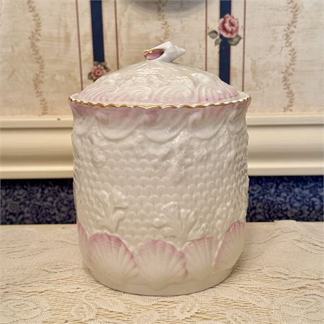 Belleek Ireland Neptune Biscuit Jar