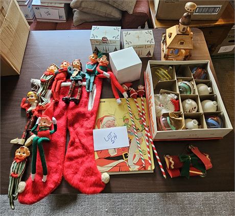 Mixed Vintage Christmas: Ornaments, Pixie Elves, Puzzles & More