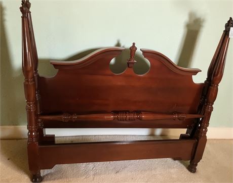Vintage Cherry Wood 4-Poster Bed Frame (62 x 58 H)