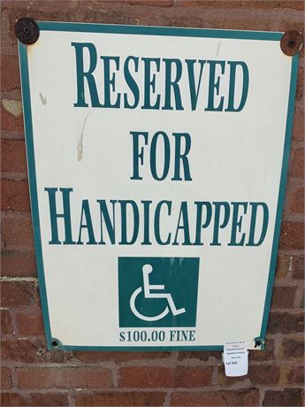 Reserved for Handicapped Metal Parking Sign