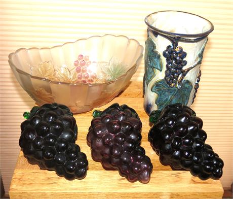 Crystal Fruit Bowl, Glass Grapes, Grape Vase