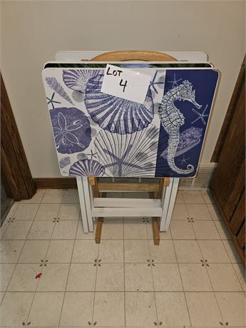 3 TV Trays With Storage Stand