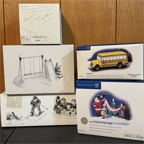 Dept. 56 Snow Village Accessories - Skaters & Skiers, School Bus, Santa & More