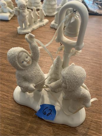 Dept 56 White Snowbabies Figurine "Ring The Bells, Christmas Is Here!"