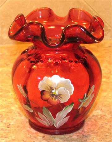 Fenton Hand Painted Small Vase