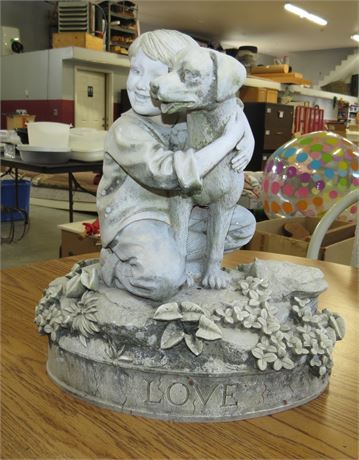 Boy & Dog Flower Bed Decor