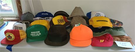 Vintage Men's Hat Lot: Dress /Trucker/ Ball Caps & More