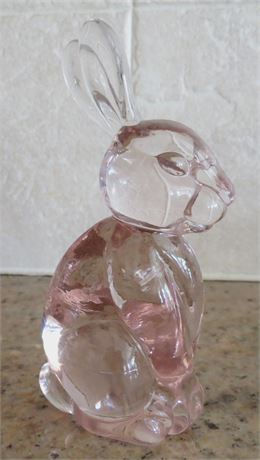 Pink Art Glass Sitting Rabbit Figurine