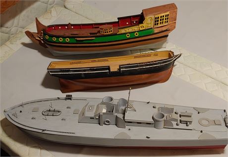 3-Hand Crafted,  UN-Finished Boats