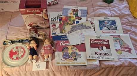 Mixed Campbell's Soup Collectors Lot - Dolls, Mugs, Tins & More