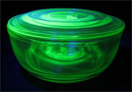 Uranium Glass Bowl With Lid