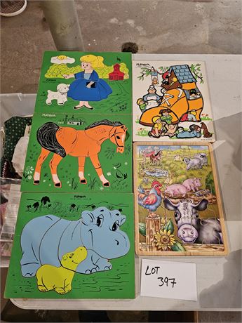 Vintage Playskool Wood Puzzle Lot