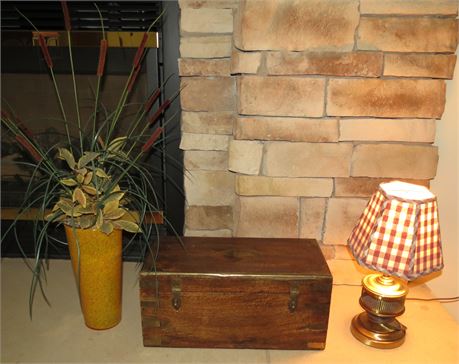 Lamp, Wood Box, Vase