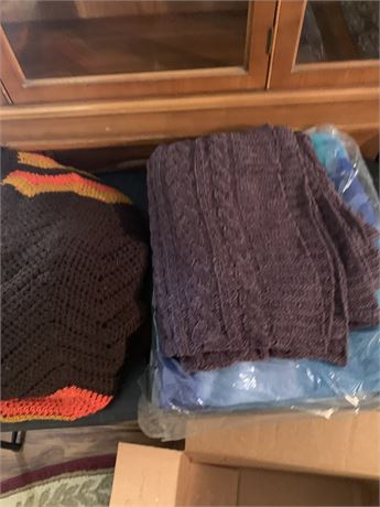 Knitted/Crocheted Blanket Lot of 3