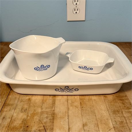 Corning Ware Cornflower Blue 14" Pan and More