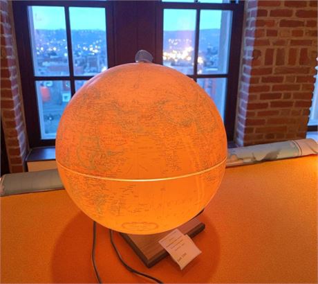 The George F. Cram Co. Illuminated Antique World Globe with Weather Station