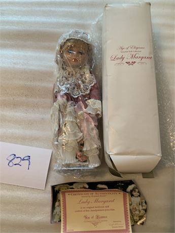 1985 Vintage Lady Margaret Age of Elegance Doll Porcelain Victorian 10.5"