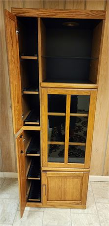 Wooden & Glass Storage Cabinet w/ Light 1 of 2  w/Keys 2 of 2