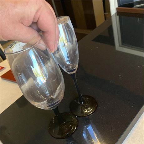 Luminarc Black Stem Wine & Champagne Glass Lot