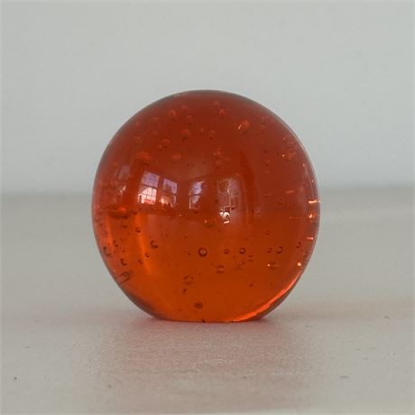 Tangerine Orange Controlled Bubble Art Glass Paperweight - 2.5"