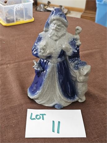 New Geneva Salt Glaze Stoneware Cobalt Blue & Gray Santa #224/250 Year 2007