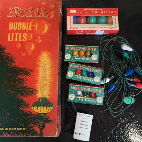 Vintage Noma Bubble-Lites BOX ONLY, Lobeco & Holly-Lites Bulbs