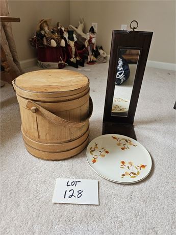 Hall "Autumn Leaf" Tray, Antique Firkin Bucket & More