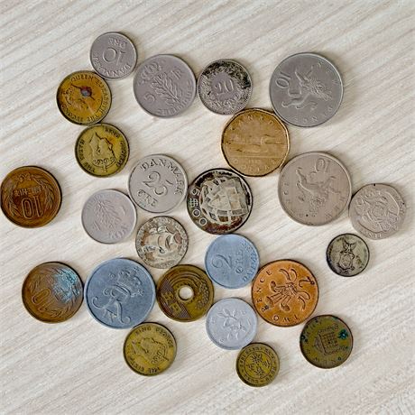 Vintage Foreign Coin MIxed Lot w/ Some Silver Pieces