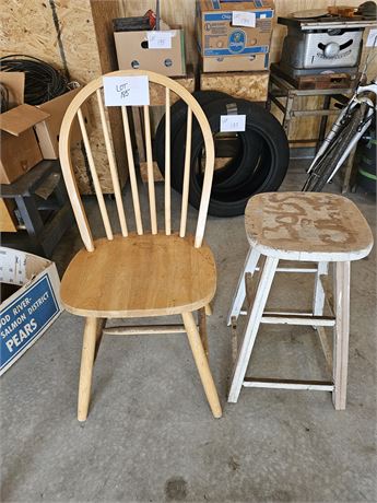 Wood Chair & Wood Stool