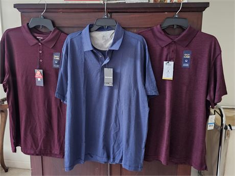(3) NWT Haggar & Van Heusen Polo Shirts~Men's Size XL