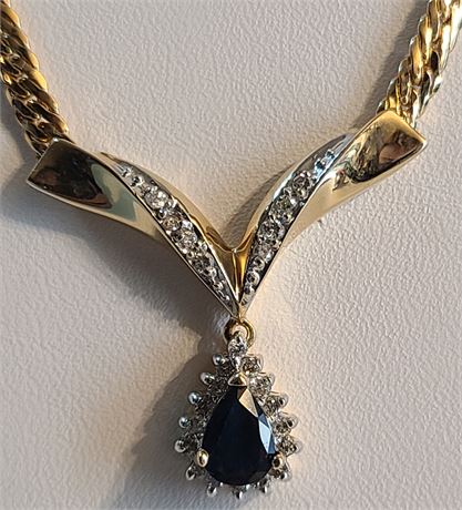 14K Diamond & Sapphire Necklace - 5.2 dwt