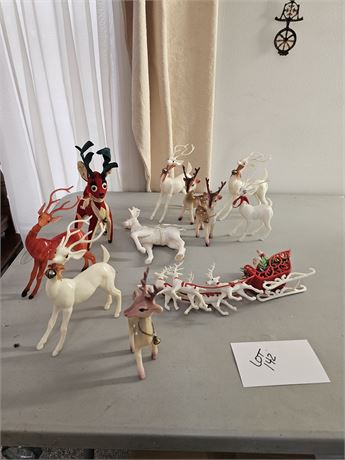 Amazing Collection of Plastic Dream Pets Vintage Deer & Santa with Sleigh