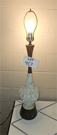 MCM Teak Neck & Ceramic Table Lamp