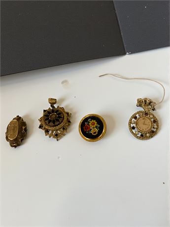 Florenza Victorian-Style Brooch, Dangle Faux Clock Brooch