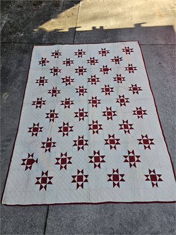 Handmade Ohio Star Red & White Quilt