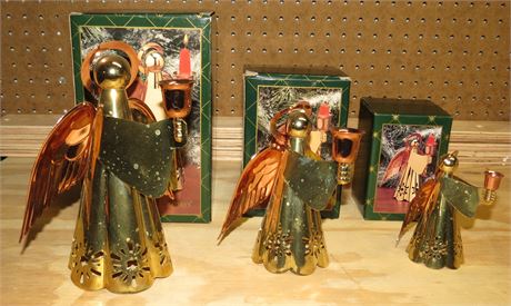 Brass & Copper Angel Candle Holders