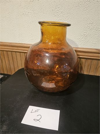 Amber Orange Round Glass Vase