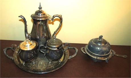 Silverplate Tea Set, Butter Dish