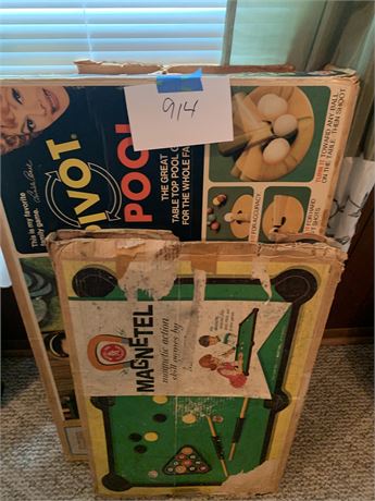 Vintage Magentel & Pivot Table Pool Games In Original Boxes