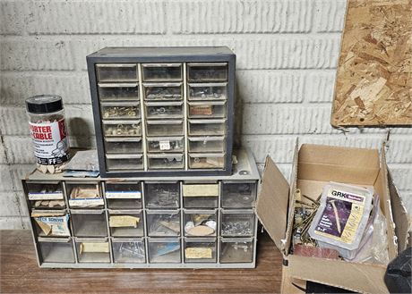 2-Organizer Boxes filled with Screws and Nails