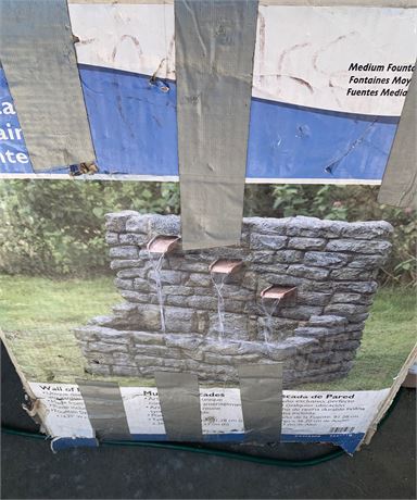 Faux Stacked Stone Resin Water Fountain With 3 Spouts - 23 X 35 X 18
