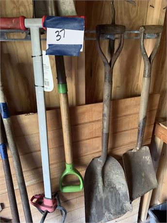 Garden Tool Lot Shovels Hand Garden Tiller & More