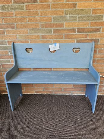 Country Blue Wood Painted Heart Bench