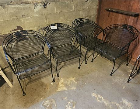 Set Of 4 Heavy Mesh Metal Outdoor Chairs