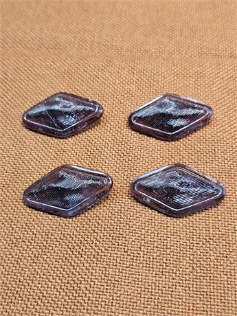 Rare Antique Purple Glass Diamond Buttons - Set of 4