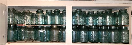 Canning Jars, mostly blue