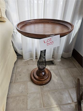 Wood & Metal Bird Bath Side Table