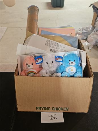 Mixed Kids Lot- Books, Care Bears, Fleece Blanket & More