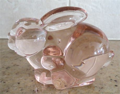 Pink Art Glass Rabbit Figurine