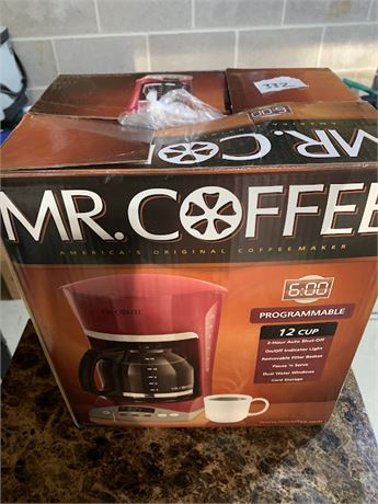 Mr Coffee Programmable 12 Cup Red Coffee Pot/Maker In Original Box